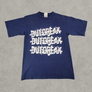 Vintage Outbreak Shirt Boys XL Navy Blue Y2K Hardcore Punk Band Tee Metal Rare
